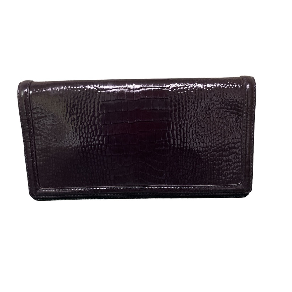 Banana Republic Clutch Purse Bag Leather Purple NEW Croc Embossed